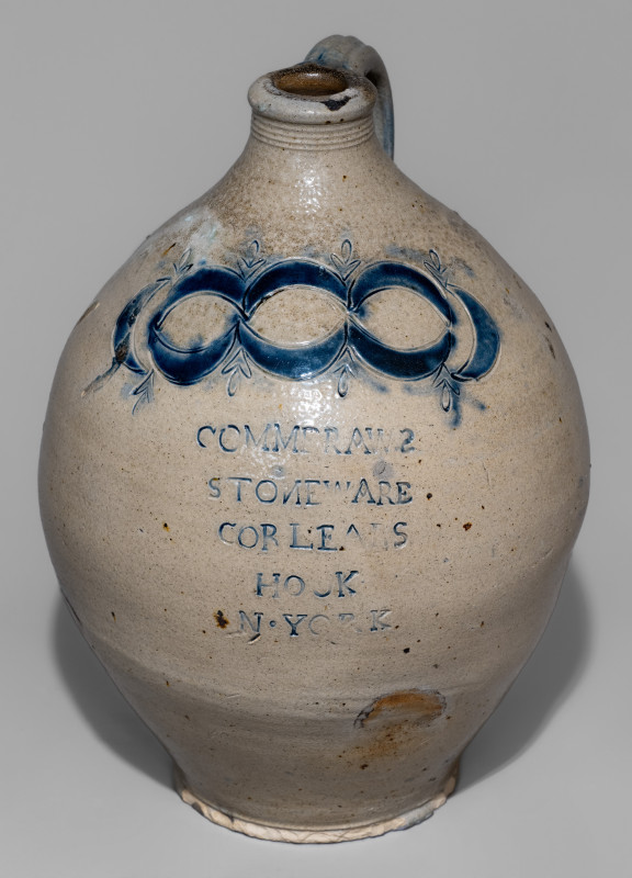 Outstanding 3 Gal. Thomas Commeraw (Manhattan) Stoneware Jug w/ Five-Line Inscription