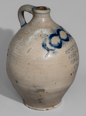 Outstanding 3 Gal. Thomas Commeraw (Manhattan) Stoneware Jug w/ Five-Line Inscription