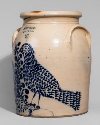 Rare and Exceptional MARTIN CRAFTS / BOSTON Stoneware Jar w/ Elaborate Slip-Trailed Bird Design