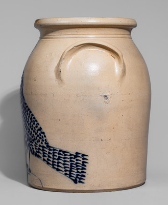 Exceptional MARTIN CRAFTS / BOSTON Stoneware Jar w/ Elaborate Cobalt Bird and Floral Decoration