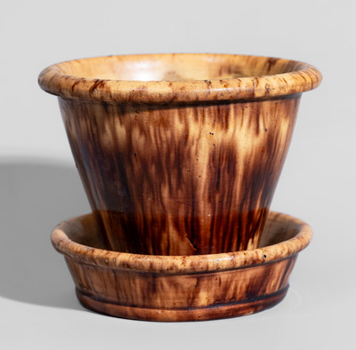JOHN BELL / WAYNESBORO, PA Manganese-Decorated Redware Flowerpot