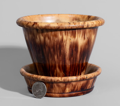 JOHN BELL / WAYNESBORO, PA Manganese-Decorated Redware Flowerpot