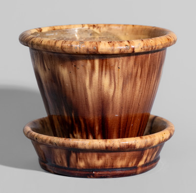 JOHN BELL / WAYNESBORO, PA Manganese-Decorated Redware Flowerpot