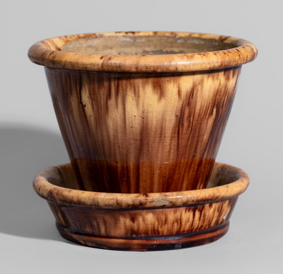 JOHN BELL / WAYNESBORO, PA Manganese-Decorated Redware Flowerpot
