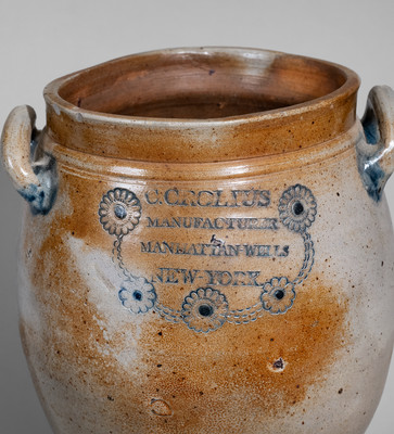 Exceptional C. CROLIUS / MANUFACTURER / MANHATTAN-WELLS / NEW-YORK Stoneware Jar