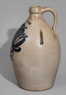 Outstanding F. STETZENMEYER / ROCHESTER, NY Four-Gallon Stoneware Jug w/ Elaborate Decoration