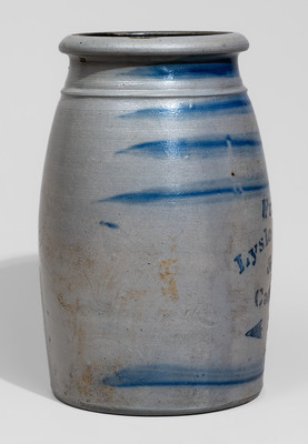 Rare and Fine Camden, Pennsylvania Advertising Stoneware Jar, c1870