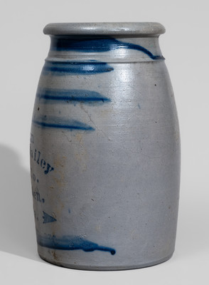 Rare and Fine Camden, Pennsylvania Advertising Stoneware Jar, c1870