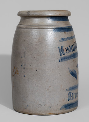 Exceptional "Hamilton & Jones / Greensboro Pa." Stoneware Cherries Canning Jar w/ Elaborate Decoration