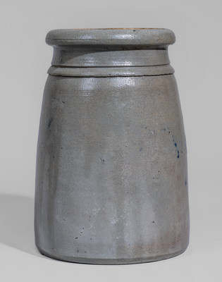 Western PA Stoneware Canning Jar w/ Stenciled Cobalt Cross Decoration