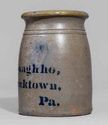 Scarce A.P. Donaghho, / Fredericktown, / Pa. Stoneware Canning Jar, c1865