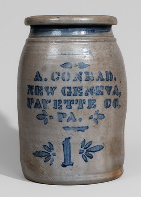 A. CONRAD / NEW GENEVA / FAYETTE CO / PA Stoneware Jar