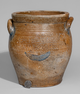 Very Rare LIBERTY FOREVER South Amboy, New Jersey Stoneware Jar, circa 1807
