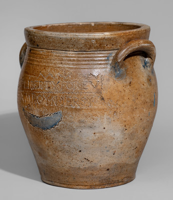 Very Rare LIBERTY FOREVER South Amboy, New Jersey Stoneware Jar, circa 1807
