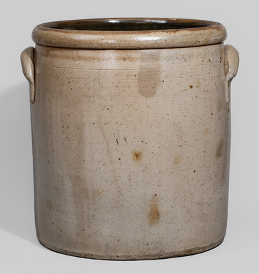 Ten-Gallon Roseville, Ohio Stoneware Crock w/ Elaborate Cobalt Tornado and Apple Decoration