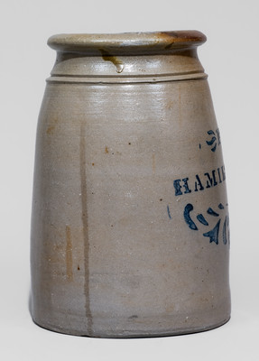 Greensboro, Pennsylvania Stoneware Canning Jar FROM / HAMILTON & JONES