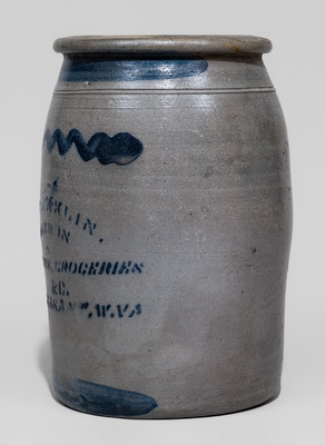 Rare Point Pleasant, WV Stoneware Advertising Jar, c1880