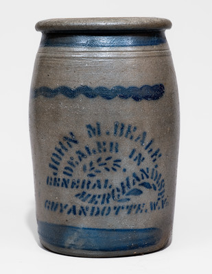 Scarce Guyandotte, WV Stoneware Advertising Jar, c1880