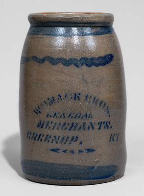 Extremely Rare Greenup, Kentucky Advertising Stoneware Canning Jar, Western PA origin
