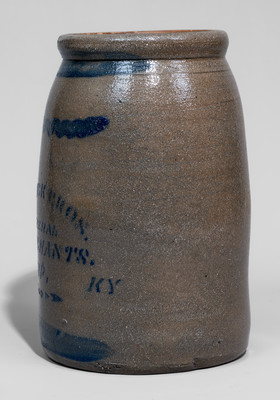 Extremely Rare Greenup, Kentucky Advertising Stoneware Canning Jar, Western PA origin
