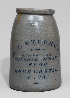 Very Rare Rock Castle, West Virginia Advertising Stoneware Canning Jar