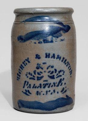 RICHEY & HAMILTON / PALATINE / W. VA Stoneware Jar, c1875