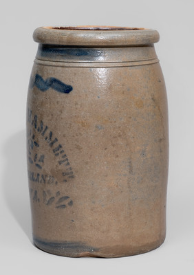 Extremely Rare Willow Island, WV Stoneware Advertising Jar, c1875