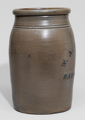 Racine, Ohio Stoneware Advertising Jar, Western PA origin, c1880