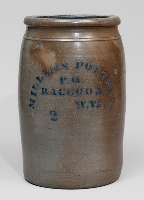 Very Rare MILLERS POTTERY / RACCOON, W.VA Stoneware Jar