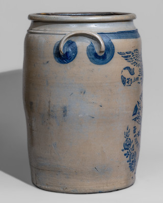 Outstanding Ten-Gallon Lion Pottery A. CONRAD / NEW GENEVA / FAYETTE CO, PA Double Eagle Crock