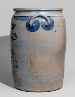 Outstanding Ten-Gallon Lion Pottery A. CONRAD / NEW GENEVA / FAYETTE CO, PA Double Eagle Crock
