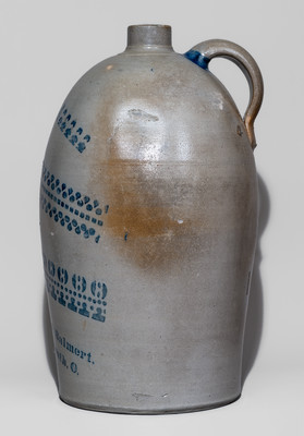 Rare Four-Gallon Portsmouth, Ohio Stoneware Advertising Jug, attrib. Donaghho Pottery, Parkersburg, WV