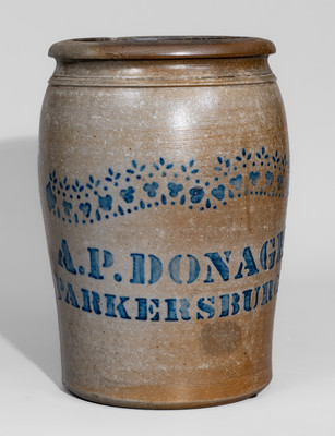 Two-Gallon A.P. DONAGHHO / PARKERSBURG, W.VA Stoneware Jar