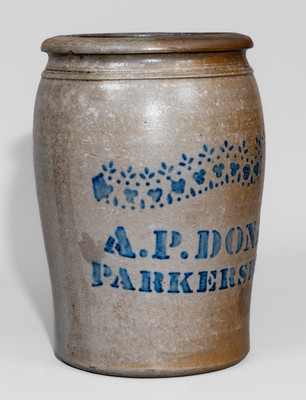 Two-Gallon A.P. DONAGHHO / PARKERSBURG, W.VA Stoneware Jar