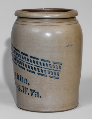 Two-Gallon A.P. Donaghho, / Parkersburg, W. Va. Stoneware Jar, c1875