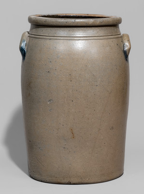 Outstanding Four-Gallon Western PA Stoneware Jar w/ Elaborate Freehand Cobalt "4" and Swag Decoration