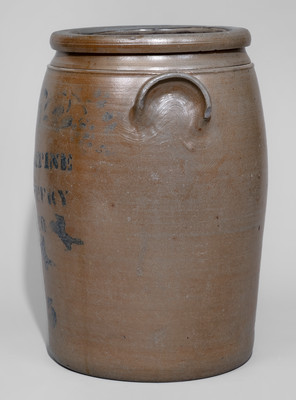 Scarce Five-Gallon PALATINE POTTERY CO Stoneware Jar w/ Stenciled Horse Decoration