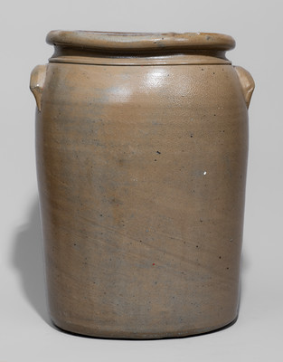 Five-Gallon WARNER & RUSSELL / BRIDGEPORT W.VA. Stoneware Jar, c1884-85