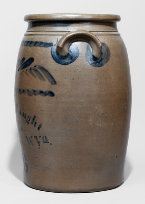 Very Rare Six-Gallon "John L. Haught & Co. / Shinnston W. Va." Stoneware Jar