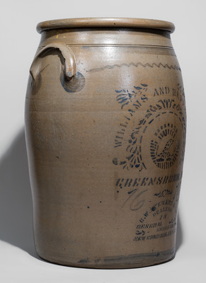 Exceptional 16-Gallon WILLIAMS & REPPERT / GREENSBORO, PA Crock w/ New Cumberland WV Advertising