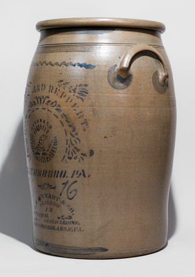 Exceptional 16-Gallon WILLIAMS & REPPERT / GREENSBORO, PA Crock w/ New Cumberland WV Advertising