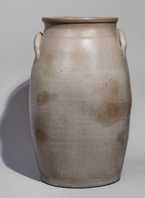 Rare Six-Gallon HIGGINS & CO / CLEVELAND Ohio Stoneware Churn w/ Elaborate Decoration