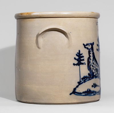 Extraordinary J. & E. NORTON / BENNINGTON, VT Six-Gallon Stoneware Deer Crock