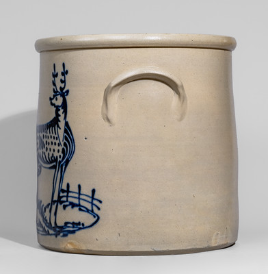 Extraordinary J. & E. NORTON / BENNINGTON, VT Six-Gallon Stoneware Deer Crock
