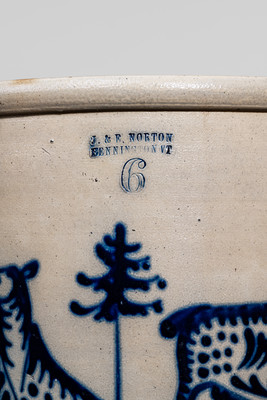 Extraordinary J. & E. NORTON / BENNINGTON, VT Six-Gallon Stoneware Deer Crock
