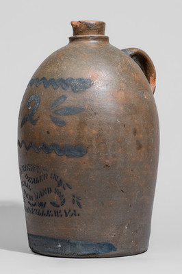 Extremely Rare Brooksville, West Virginia Advertising Stoneware Syrup Jug