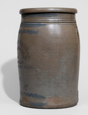 Two-Gallon Huntington, WV Advertising Stoneware Jar, Western PA origin