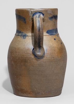 Rare Pruntytown, West Virginia Stoneware Pitcher w/ Cobalt Floral Decoration