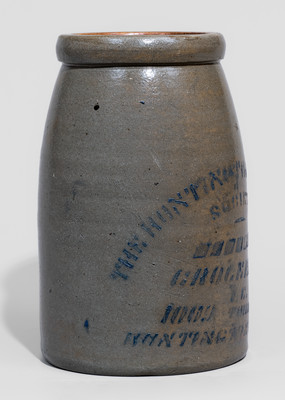 Huntington, WV Advertising Stoneware Canning Jar, Western PA origin