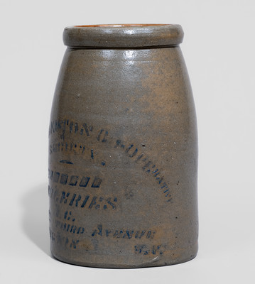 Huntington, WV Advertising Stoneware Canning Jar, Western PA origin